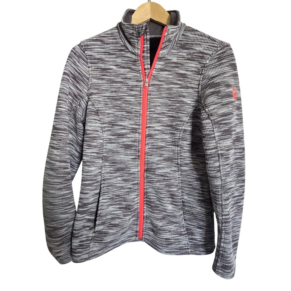 Spyder Full Zip‎ Jacket Gray Heathered Knit Activewear Athletic Warm Up